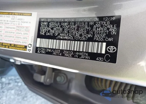 2020 Toyota C-Hr Limited from USA, damaged, VIN JTNKHMBX0L1070367